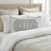 Cinza Claro e Branco Greek Key | Monogramado