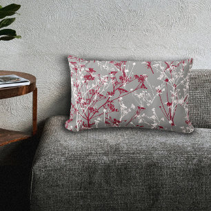 Almofada Lombar Cinza-Elegante de Flores Selvagens Modernas, Borgo