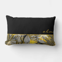 Cinza Negra e Floral Artístico Amarelo | Monograma