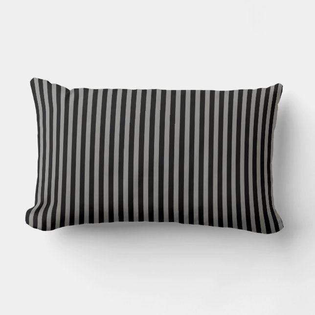 Almofada Lombar Cinza Negra - Grelha Vertical Stripes Strike (Frente)