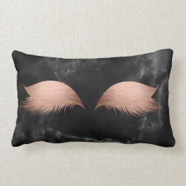 Almofada Lombar Cinza Negra Marble - Alças Douradas De Maqueamento