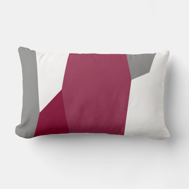 Almofada Lombar Cinza Rosa Fuchsia e Branco (Frente)