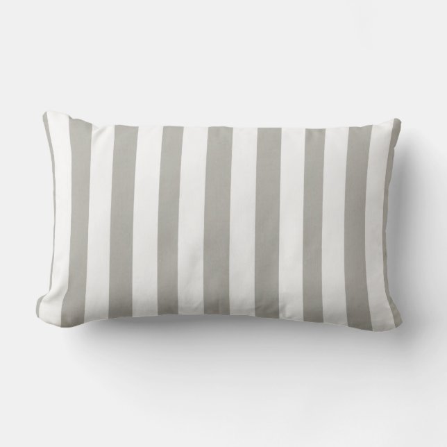 Almofada Lombar Cinza travesseiro decorativo Stripe Branco (Frente)
