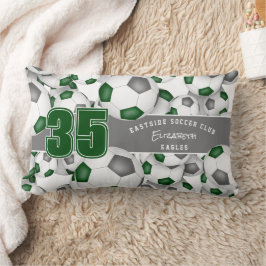 Almofada Lombar cinza verde cores de muitas bolas de futebol