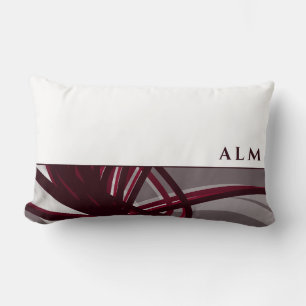 Almofada Lombar Cinzas e Abstrato artístico de vinho Branco Mon