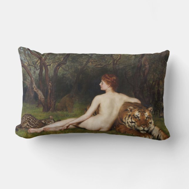 Almofada Lombar Circe (Woman, Tiger and Ocelot) (by John Collier) (Frente)