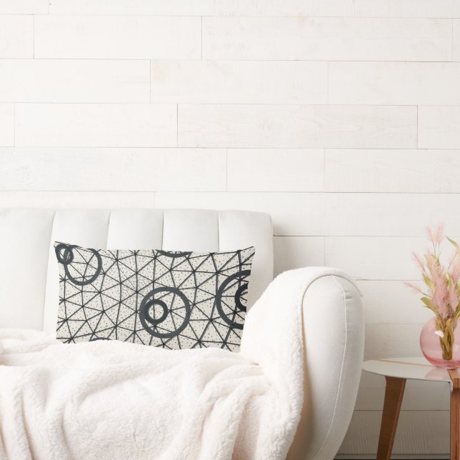 Almofada Lombar Círculos Abstrato preto e branco (Sofá)
