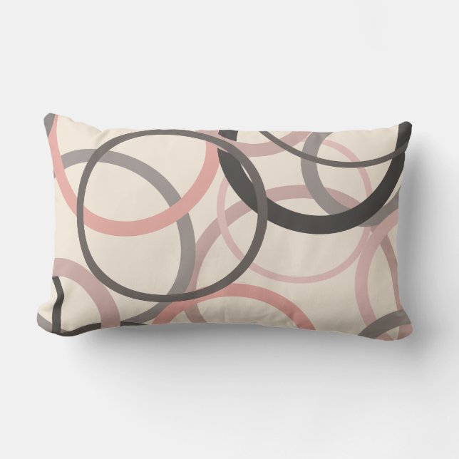 Almofada Lombar Círculos cor-de-rosa e Cinzas (Frente)