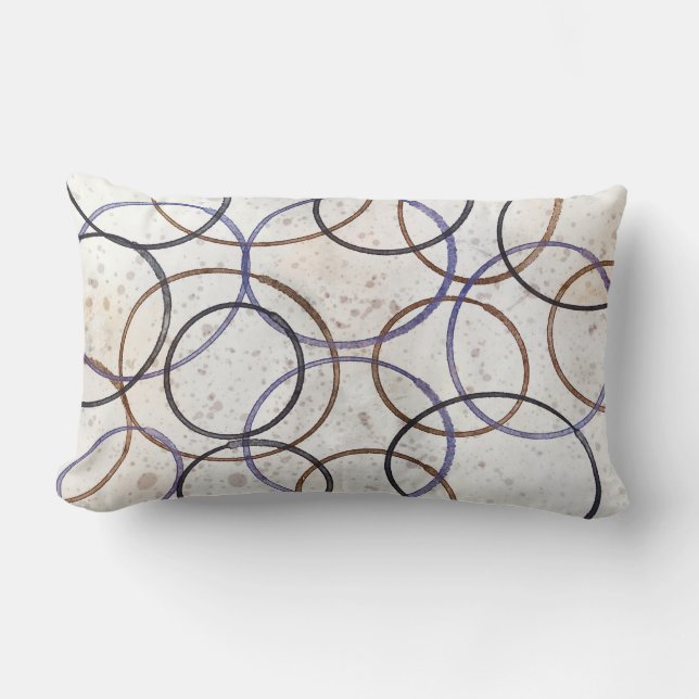 Almofada Lombar círculos de arte de aquarela abstrato moderna desi (Frente)