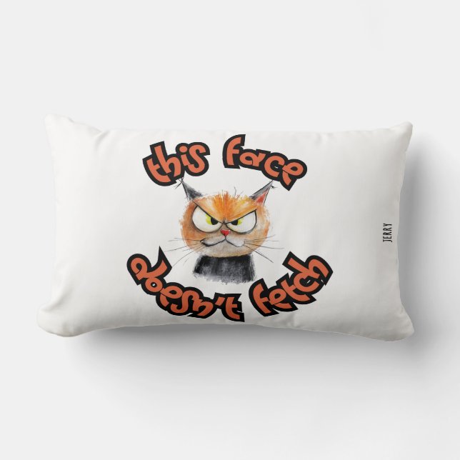 Almofada Lombar Citação de Gato Engraçado no Design de texto Monoc (Frente)