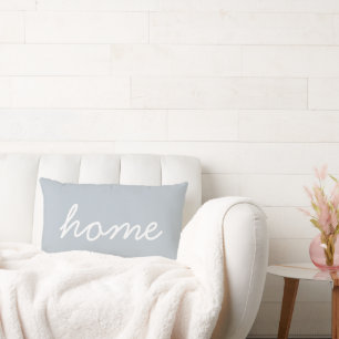 Almofada Lombar Citação de Lar Moderno Azul Branco Estilo Fofo