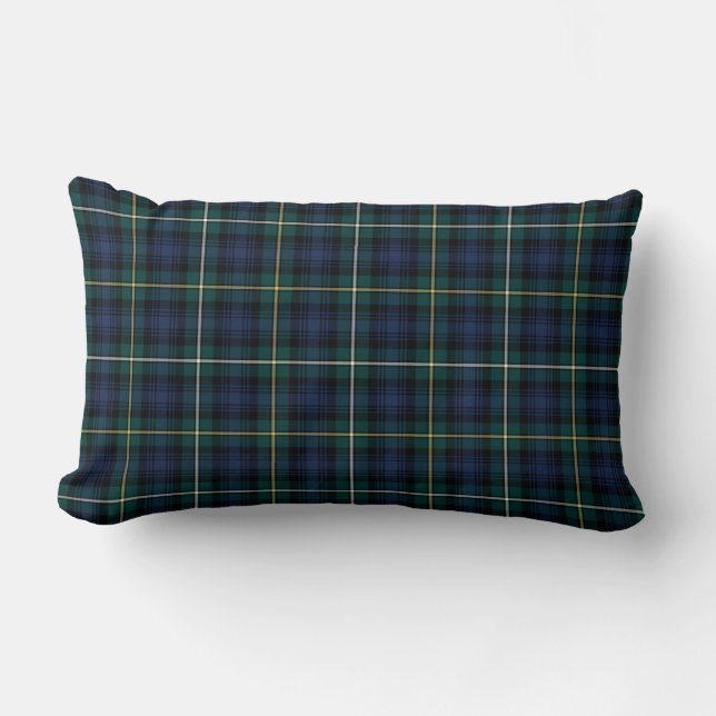 Almofada Lombar Clan Campbell Marinho Blue e Green Scottish Tartan (Frente)