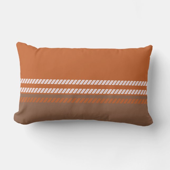 Almofada Lombar Classic Brown and Orange with Stripes Throw Pillow (Frente)