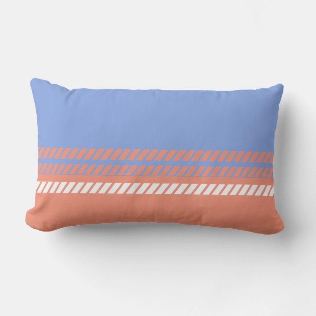 Almofada Lombar Classic Periwinkle and Coral with Stripes  (Frente)
