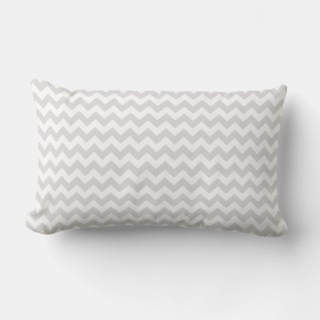 Almofada Lombar Clássico Cinza Claro Branco Padrão Chevron Zigue-Z (Frente)