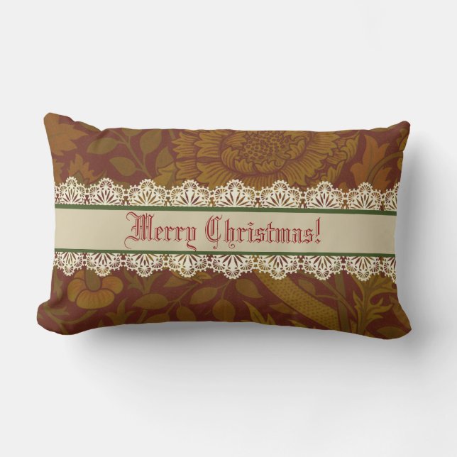Almofada Lombar Clássico Nostálgico William Morris Red Holiday (Frente)