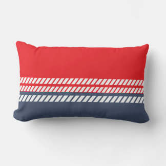 Almofada Lombar Clássico Vermelho Branco e Azul com Listras