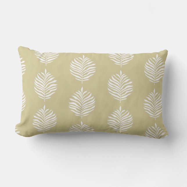 Almofada Lombar Coastal Palm Leaf Pattern Dusty Yellow  (Frente)