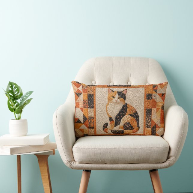 Almofada Lombar Coberta de Gato Calico Laranja (Cadeira)