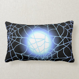 Almofada Lombar Cobwebs azuis contra uma Lua cheia
