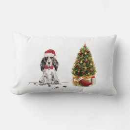 Almofada Lombar Cocker Spaniel Engraçado Cachorro de Natal com Árv