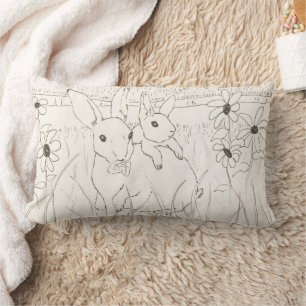 Almofada Lombar Coelhos Coelhinhos De Bebê-Mãe Bonitos