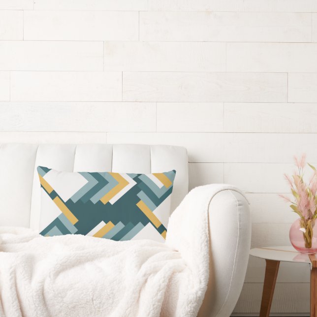 Almofada Lombar Cojín de moda en tonos verdes y mostaza (Sofá)