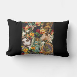 Almofada Lombar Colagem da safra Retro com rendas e flores