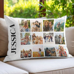 Almofada Lombar Colagem de Fotografias Moderna Monograma 12<br><div class="desc">Crie seu próprio travesseiro decorativo personalizado de colagem de fotos com 12 de suas fotos favoritas e nome de monograma personalizado.</div>