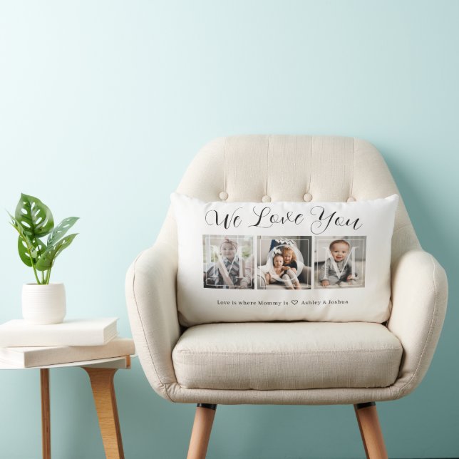Almofada Lombar Colagem de Fotos da Família Moderna da Mãe (Cadeira)
