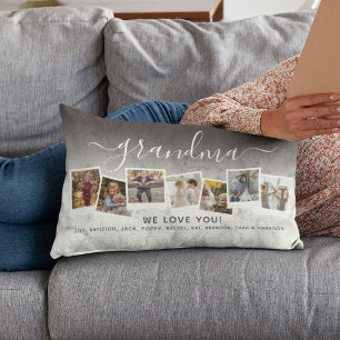 Almofada Lombar Colagem de Fotos de Avó Elegante Personalizada em 