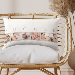 Almofada Lombar Colagem de Fotos do Bebê ADORED Rosa e Branco