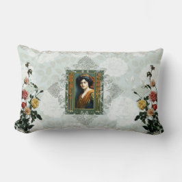 Almofada Lombar Colagem Vintage Retro com rendas e flores