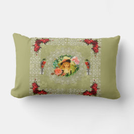 Almofada Lombar Colagem Vintage Retro com rendas e flores