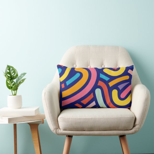 Almofada Lombar Colorful Abstract Lines Pillow (Cadeira)