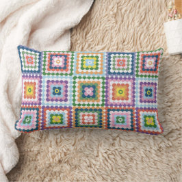 Almofada Lombar Colorful Retro Mid-Century Mid-Mod Crochet Blossom