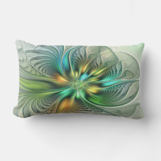 Almofada Lombar Colorida Fantasy Abstrato Flor Arte Fractal