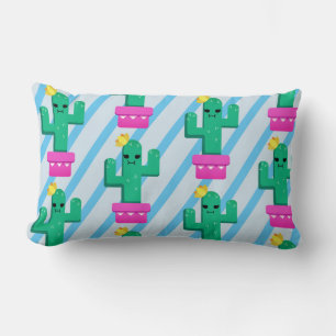 Almofada Lombar Colorida Funny Kawaii Cactus & Stripes