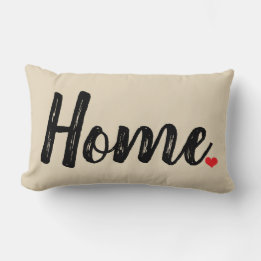 Almofada lombar com letras de textura HOME e coraç