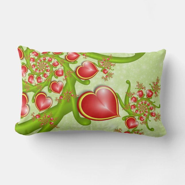 Almofada Lombar Com muito amor Corações Amarelos Vermelhos Arte Fr (Frente)