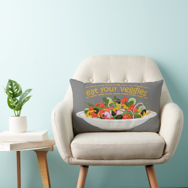 Almofada Lombar Coma seus vegetais Cite salada fresca misturar tig (Cadeira)