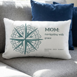Almofada Lombar Compass Rose Mom Quote Nautical Heritage