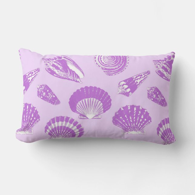 Almofada Lombar Conchas - violeta e branco (Frente)