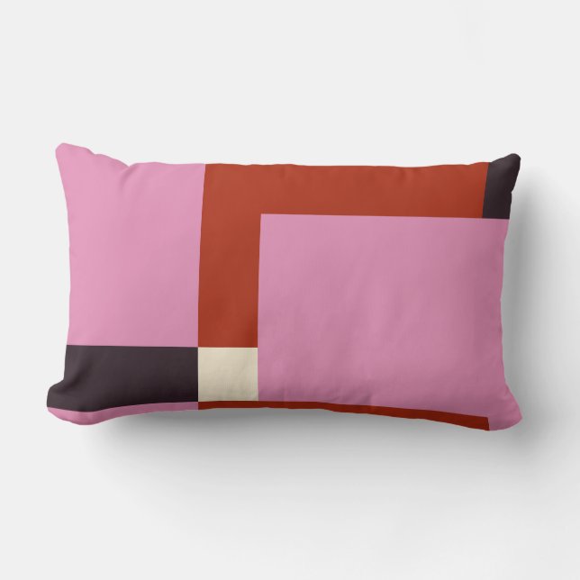 Almofada Lombar contemporâneo cor-de-rosa, vermelho e castanho esc (Frente)