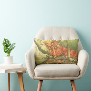 Almofada Lombar Conto de Fadas Vintage, Príncipe Sapo Princesa ao