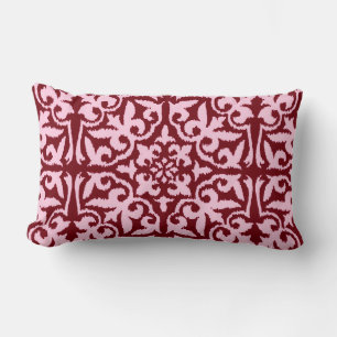 Almofada Lombar Cor damasco de Ikat - Borgonha e rosa