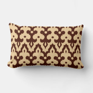 Almofada Lombar Cor damasco Ikat marroquina, Brown e Tan