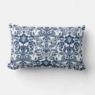 Almofada Lombar Cor damasco Ornamental marinho Azul