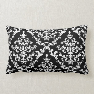 Almofada Lombar Cor damasco preto e branco