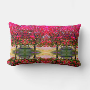 Almofada Lombar Cor-de-rosa estilo Monet Paisagem de outono, folha